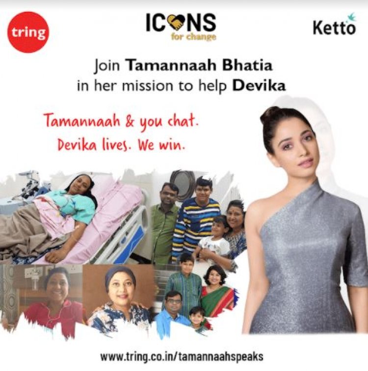 Actress Tamannaah's Pledge to Help Devika #FightAgainstCancer with Tring