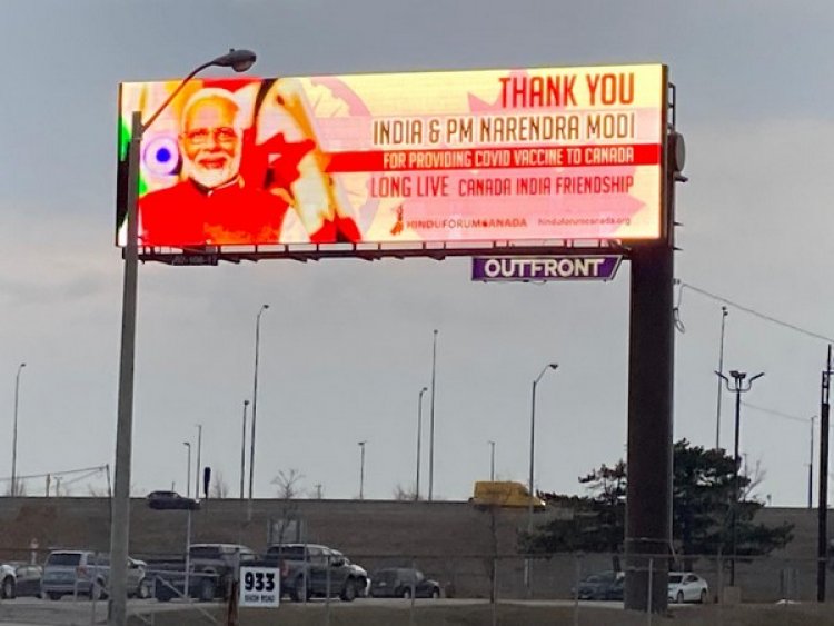 Billboards thanking PM Modi for providing COVID-19 vaccines come up in Canada