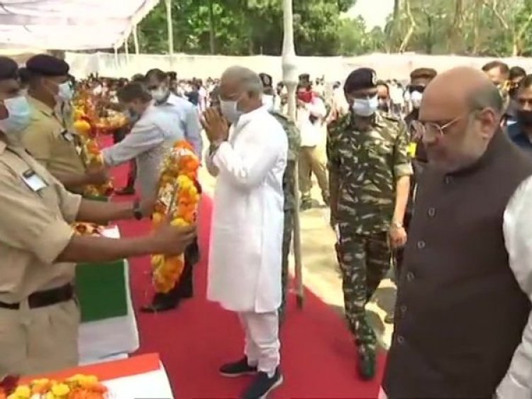 Chhattisgarh Naxal attack: Shah, CM Baghel lay wreath on coffins of 14 security personnel