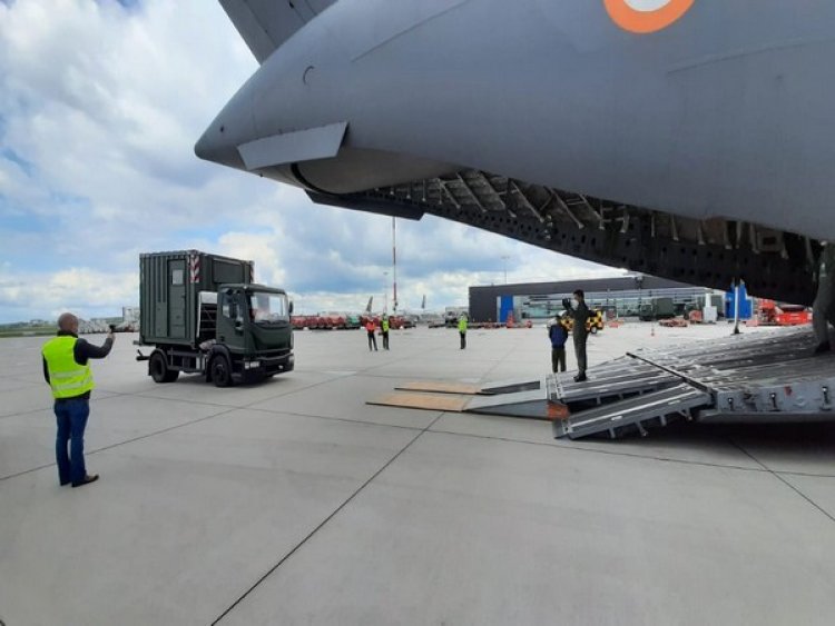 IAF airlifts 4 oxygen supply system trucks from Germany