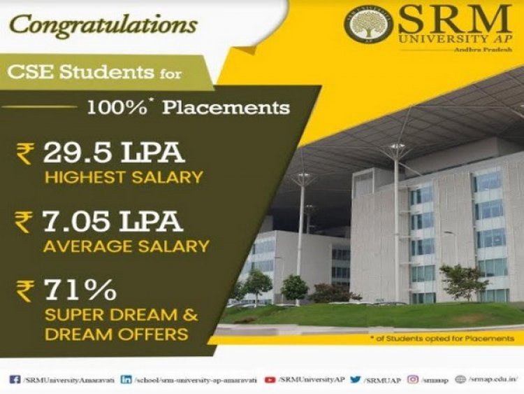 SRM University-AP Placements 2021: Students from first batch of CSE gets 100 percent placements, highest offered salary is Rs 29.5 LPA