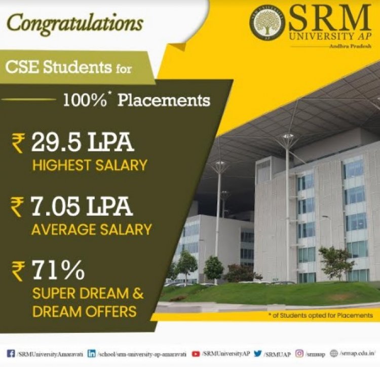 SRM University-AP Placements 2021: Students from First Batch of CSE gets 100 Percent Placements, Highest Offered Salary is Rs. 29.5 LPA