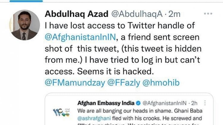 Twitter account hacked, says Afghan embassy official