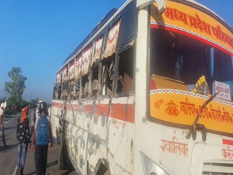 Seven killed, 13 injured in bus-dumper collision in MP