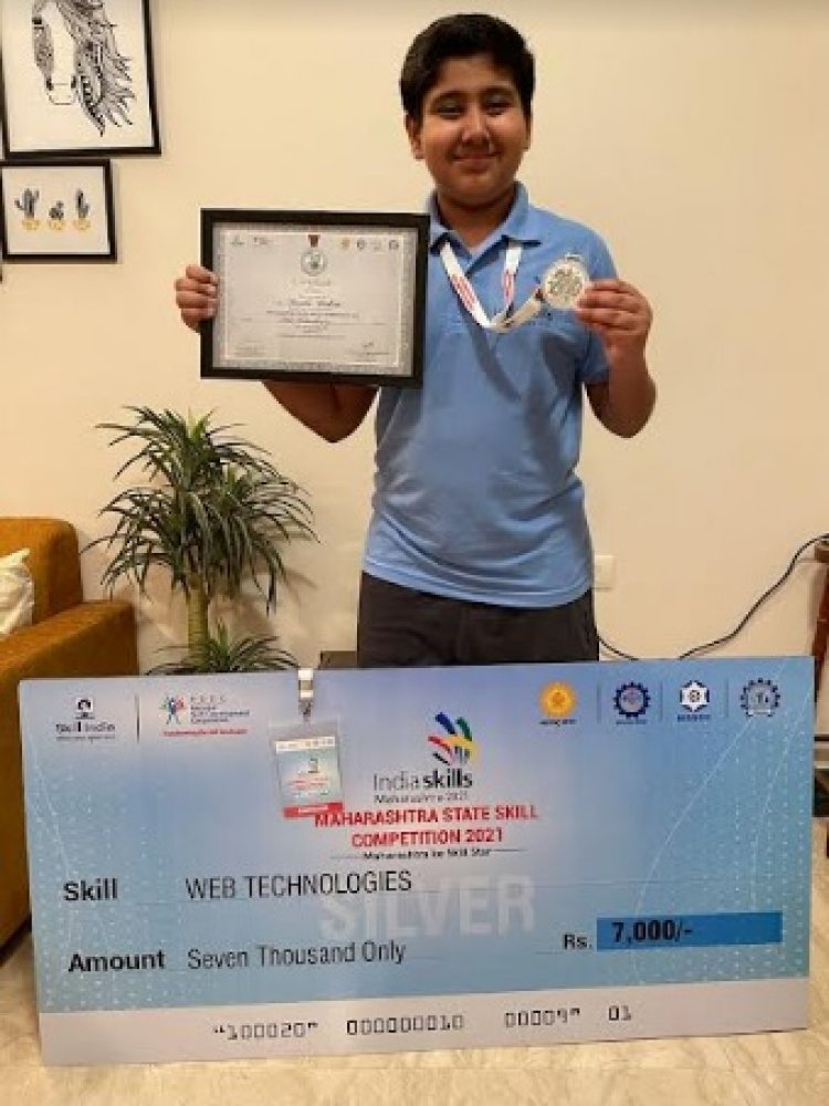 Aptech Trained - Revant Mehra, a 12-year-old Bags a Silver Medal at the Maharashtra State Skill Competition 2021 under the Web Technologies Category