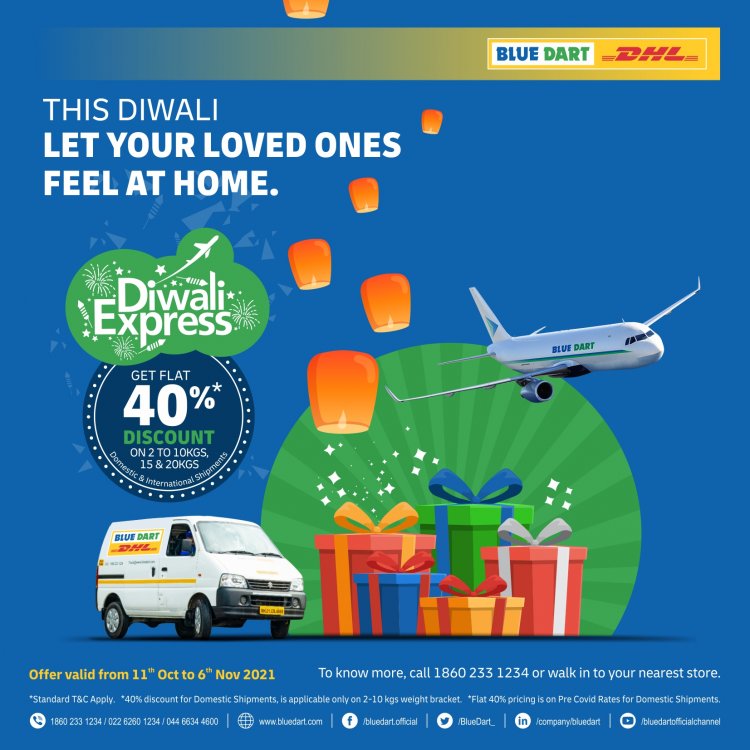 Blue Dart’s ‘Diwali Express’ offers customers a 40% discount  on Domestic & International Gift Shipments