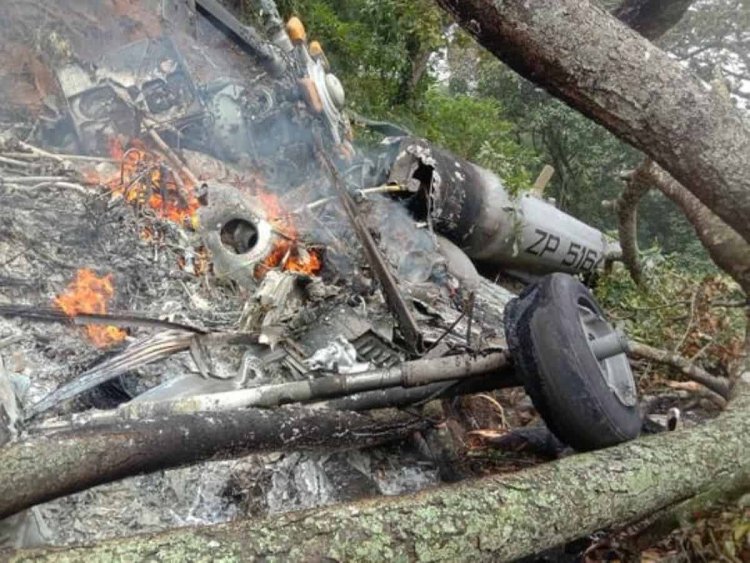 Mangled remains of crashed chopper brought to Sulur