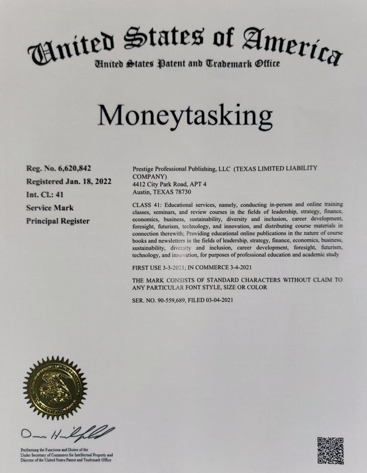 Prestige Professional Publishing Awarded U.S. Trademark for Moneytasking®