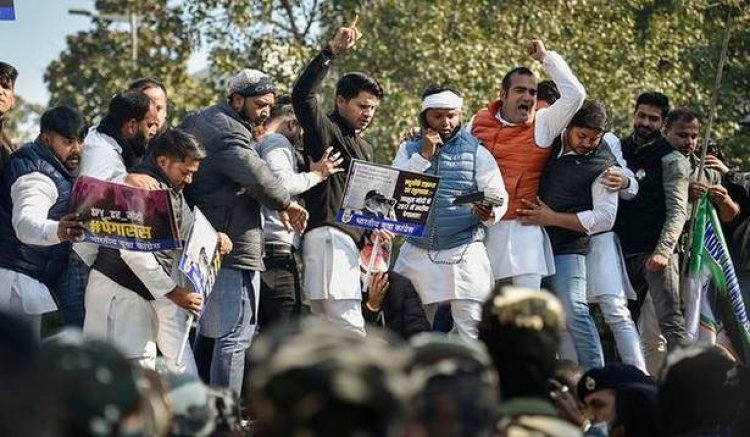 IYC stages protest over Pegasus issue near Parliament