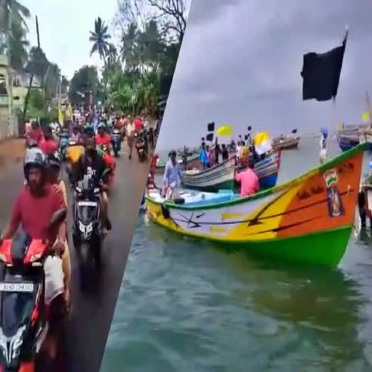 Vizhinjam port surrounded by boats from sea, protestors break open gates