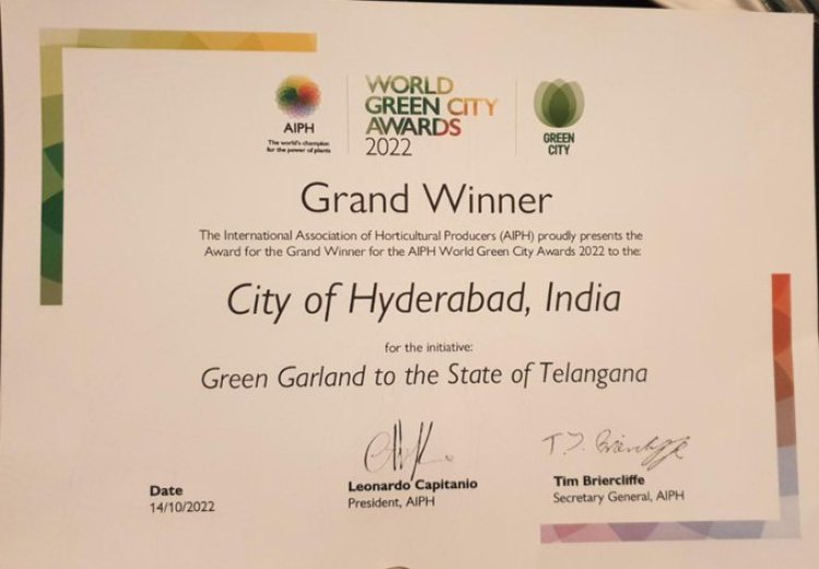 Hyderabad bags World Green City Award 2022'