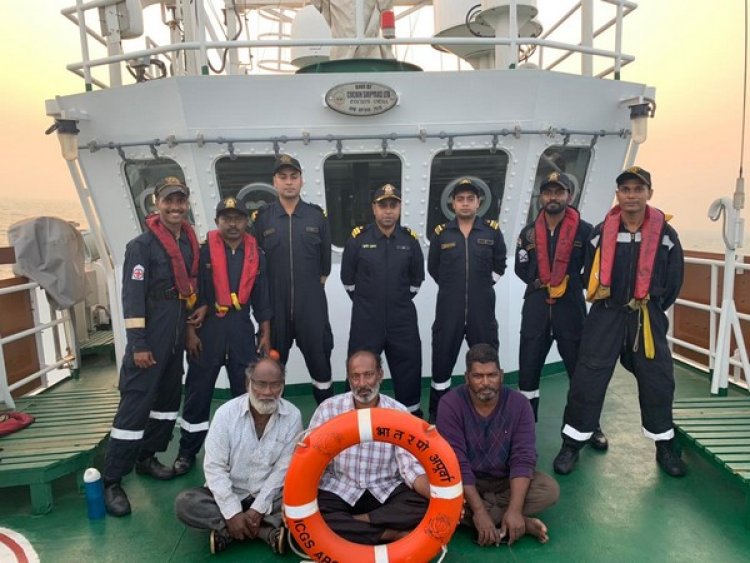 Goa: Indian Coast Guard rescues three fishermen from distressed boat