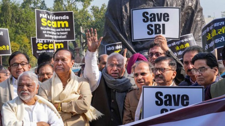 Opposition stages protest in Parliament on Adani issue, stalls both LS, RS