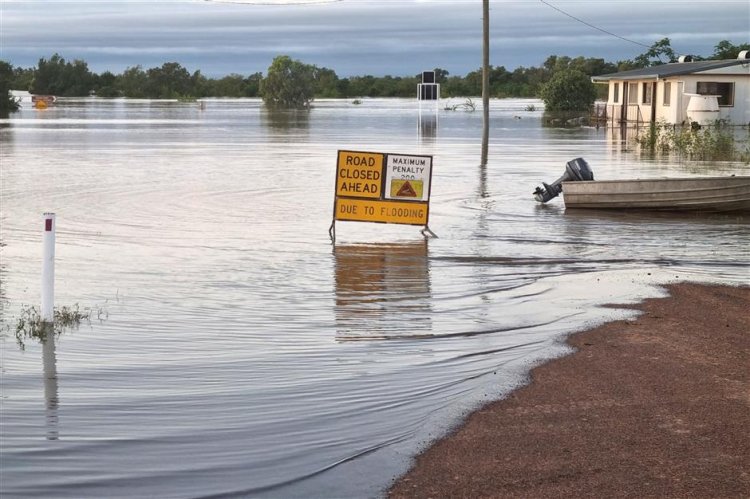 Flood water inundates Australia's Burketown, crocodiles lurk underneath