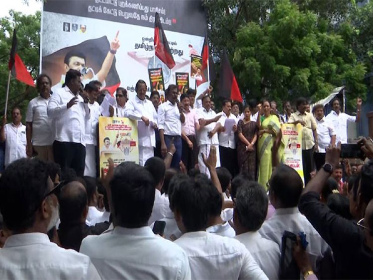 DMK holds protest against Centre for "neglecting" Tamil Nadu in Union Budget