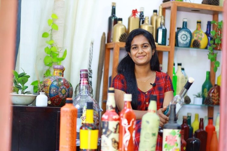 This Kerala girl collects discarded bottles from lakes and upcycles them