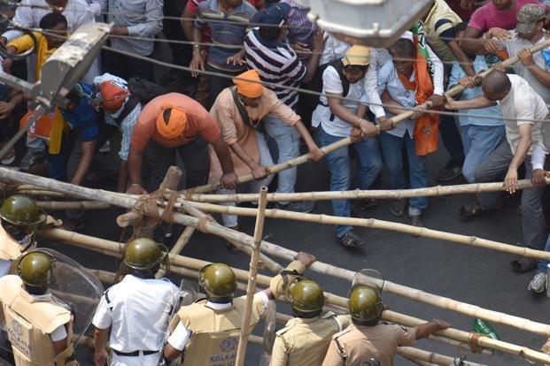 BJP workers injured in clashes with police
