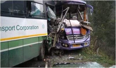 21 passengers injured as two buses collide