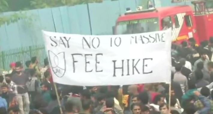 JNU students protest over fee hike, dress code