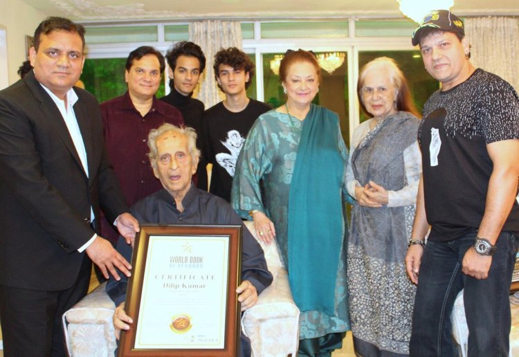 Padma Vibhushan Dilip Kumar, the Legendary Thespian of India gets felicitated by World Book of Records-London on his 97th Birthday