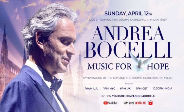 Andrea Bocelli performs live from Milan cathedral on Easter Sunday