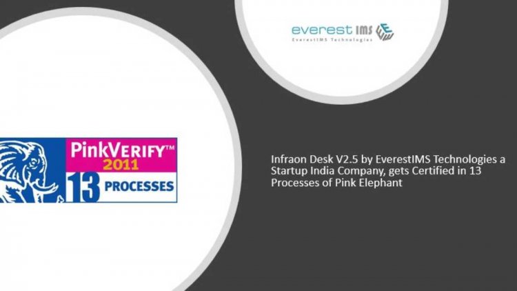 Infraon Desk V2.5 by EverestIMS Technologies a Startup India Company, gets Certified in 13 Processes of Pink Elephant