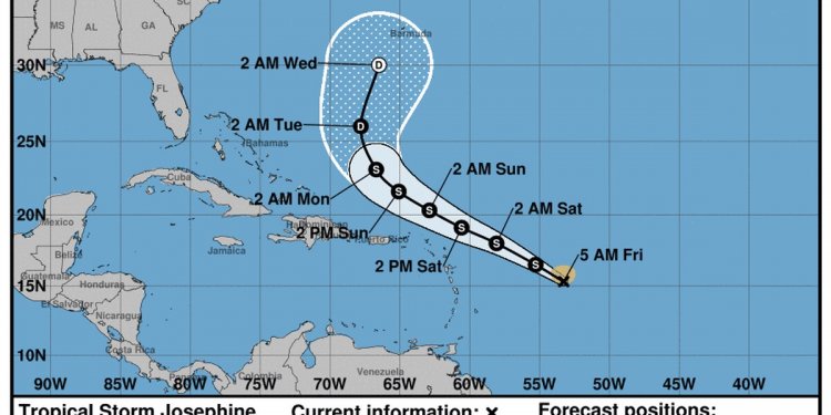 Tropical Storm Josephine closer to land, Kyle moving away