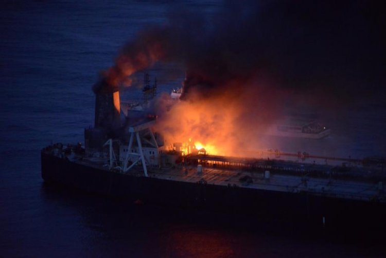 Fully Loaded Super Tanker Catches Fire Off East Coast Of Sri Lanka