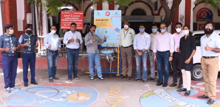 Young Indians Chennai Installs its 25th 'Sugadharam' Touch-free Hand Wash System for Free Public Use