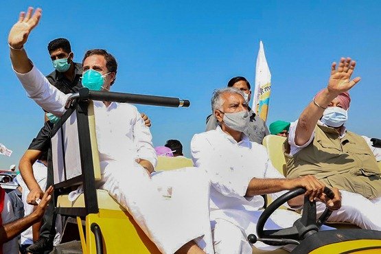 Rahul Gandhi in Punjab's Moga for tractor rally against farm laws