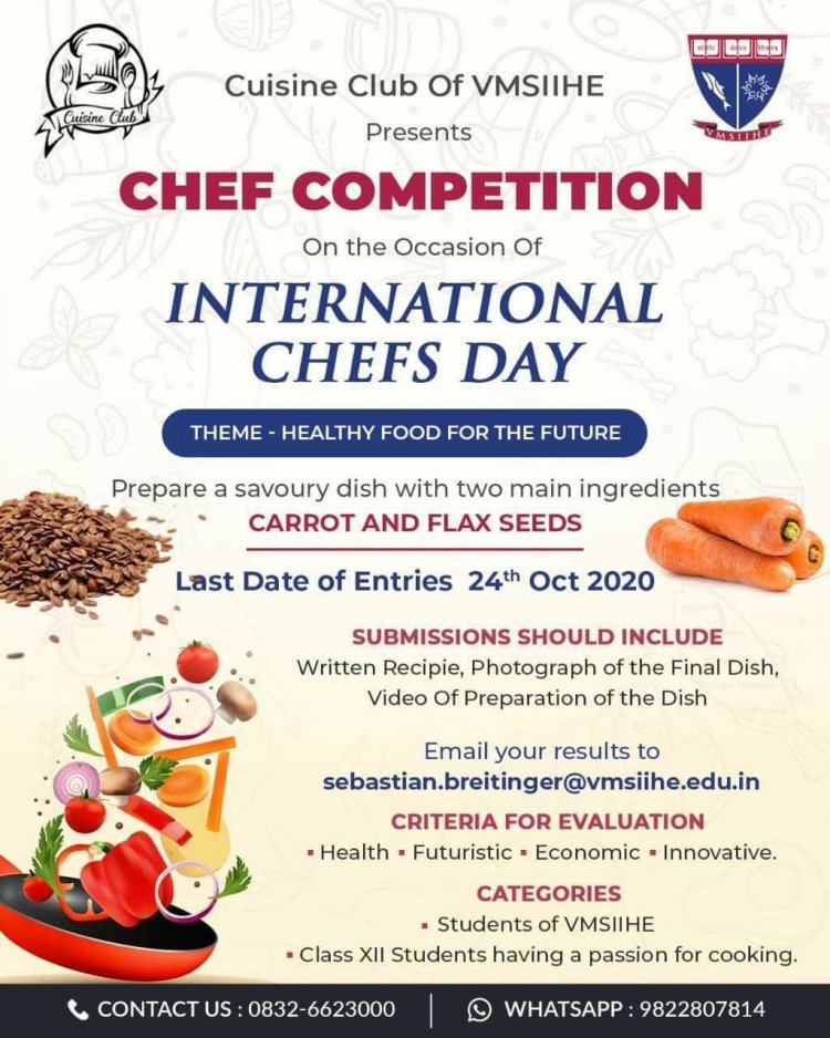 VMSIIHE to host contest on the occasion of International Chefs Day