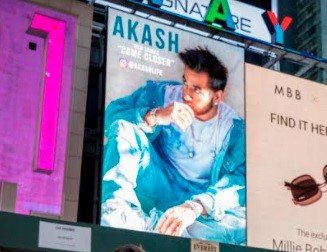 Akash Ahuja is the First Indian Artist on the Times Square Billboard