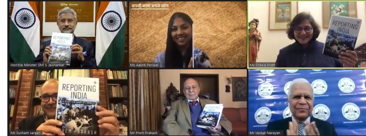 Union Minister, S Jaishankar, launches veteran journalist Prem Prakash’s book “Reporting India: My Seventy-Year Journey as a Journalist” at Kitaab event