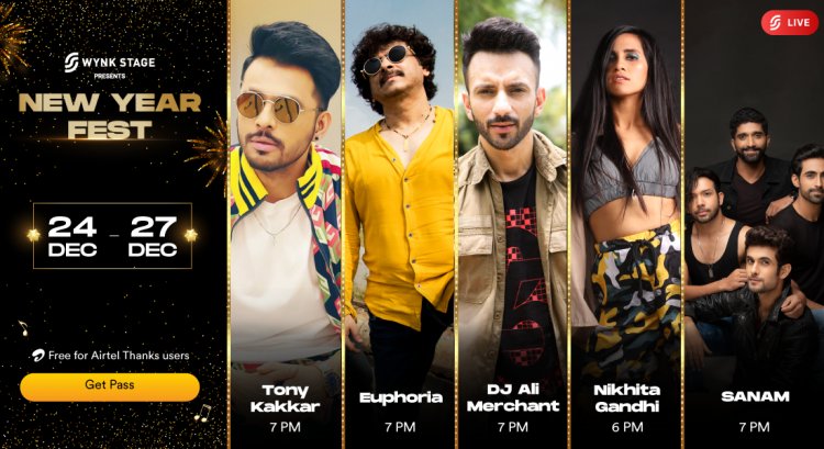 The biggest New Year party is coming to Wynk Music  Join Tony Kakkar, Euphoria, Sanam, DJ Ali Merchant and Nikhita Gandhi as they perform LIVE on Wynk Stage from Dec 24-47