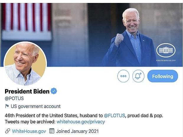Joe Biden takes over @POTUS Twitter account after inauguration
