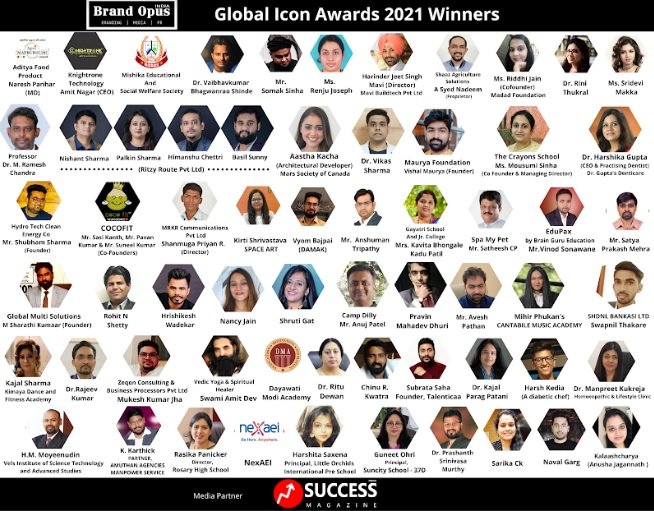 Brand Opus India Announces the Winners of Global Icon Awards - 2021