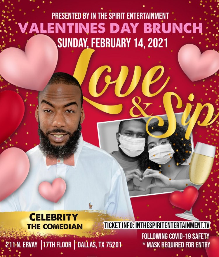 Love & Sip Valentine Brunch with Celebrity The Comedian, Tomea, Grammy Saxophonist Jason Davis, Gospel Contemporary Duo, Only God Ministries
